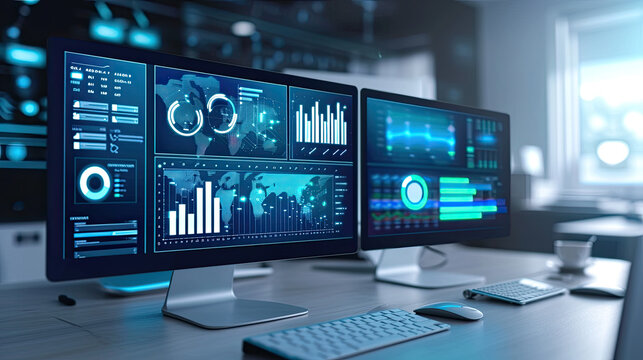 Virtual Interface Wallpaper and Background for Professional Presentation, great for  Annual Reports, PowerPoint Slides, Technology, Futuristic Environments, ideas and Artificial Intelligence