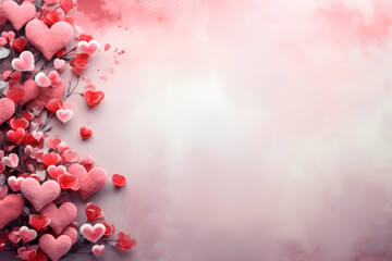 pink blossom in spring valentine day background with hearts