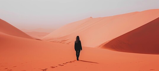 girl walking alone in the desert