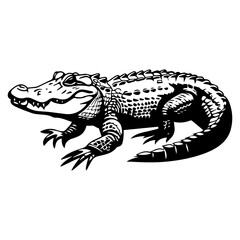 Naklejka premium crocodile black silhouette logo svg vector, alligator icon, Alligator Illustration
