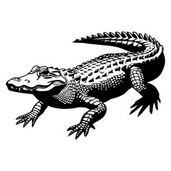 crocodile black silhouette logo svg vector, alligator icon, Alligator Illustration - obrazy, fototapety, plakaty