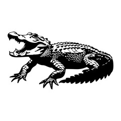 Obraz premium crocodile black silhouette logo svg vector, alligator icon, Alligator Illustration