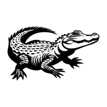 recommend clip art: crocodile black silhouette logo svg vector, alligator icon, Alligator Illustration