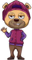 Illustration character cartoon bear in street fashion look.
