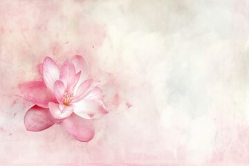 romantic watercolor-style composition, delicate pink flower gracefully placed on a soft pink and white background. 