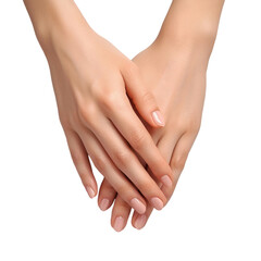 Fototapeta premium Healthy beautiful manicure woman hands, isolated on transparent background
