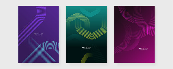 Colorful colourful vector abstract technology futuristic glow with line shapes poster. Modern cover template for annual report, flyer, brochure, presentation, poster, and catalog