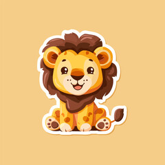Cute baby lion sticker vector illustration