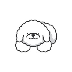 Cute bichon dog doodle vector illustration. Cute cartoon dog.