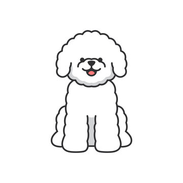 bichon dog icon. Cute cartoon doodle character.
