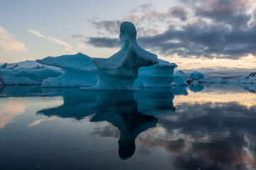 Iceberg floating in Jokulsarlon lagoon in Iceland. Beautiful Icelandic landscape.