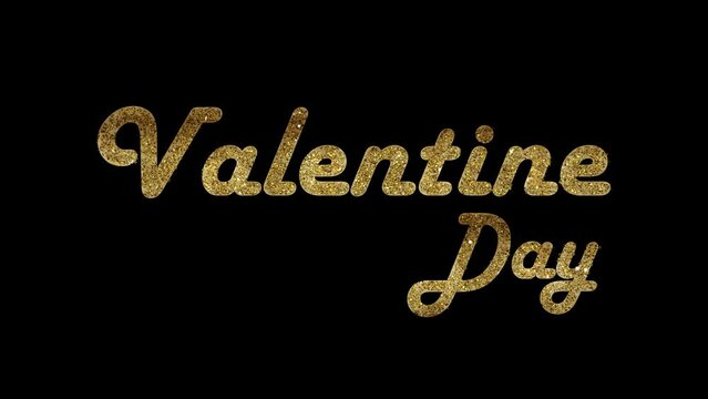 Valentines day animated text in gold color. Suitable for valentines day celebration or greeting card. Romantic valentine's day background animation. Happy Valentine's Day.