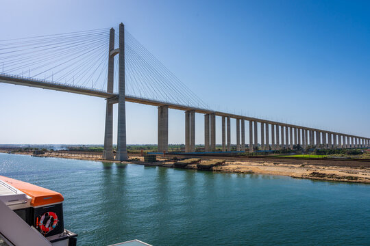 Bridge crossing the Suez Canal in Egypt