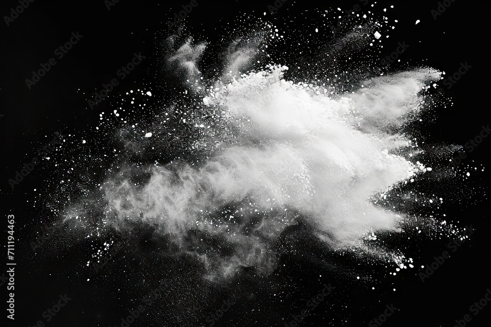 Wall mural flourish of fantasy. captivating image capturing explosion of white powder on black background festi