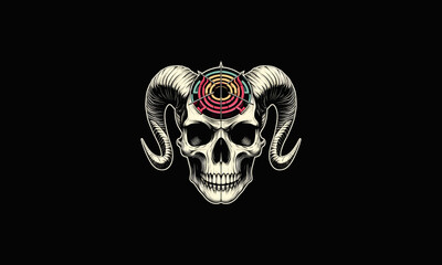 head skull with horn vector illustration flat design