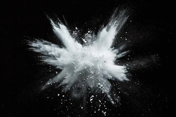 Flourish of fantasy. Captivating image capturing explosion of white powder on black background...