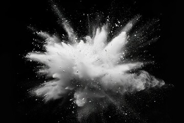 Flourish of fantasy. Captivating image capturing explosion of white powder on black background festive burst of creativity and motion perfect for abstract and celebration collections