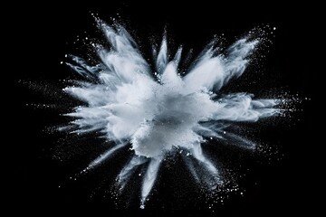 Flourish of fantasy. Captivating image capturing explosion of white powder on black background festive burst of creativity and motion perfect for abstract and celebration collections