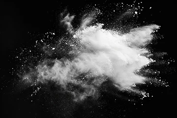 Fotobehang Flourish of fantasy. Captivating image capturing explosion of white powder on black background festive burst of creativity and motion perfect for abstract and celebration collections © Bussakon