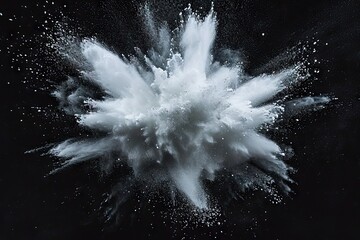 Flourish of fantasy. Captivating image capturing explosion of white powder on black background...