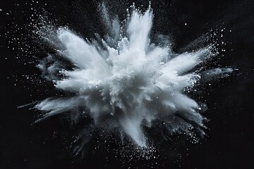 Flourish of fantasy. Captivating image capturing explosion of white powder on black background festive burst of creativity and motion perfect for abstract and celebration collections