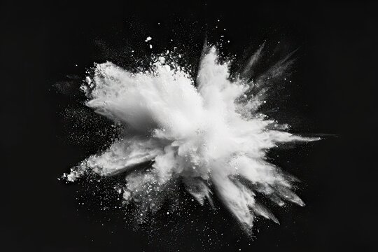 Flourish of fantasy. Captivating image capturing explosion of white powder on black background festive burst of creativity and motion perfect for abstract and celebration collections