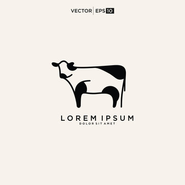 cow logo design, cow head, cow face, line art, monoline