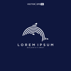 Dolphin logo. Dolphins jump on the waves of the sea or the beach