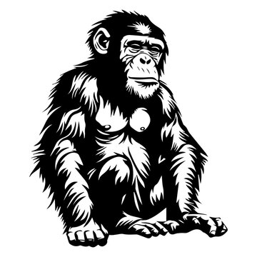 Ape black silhouette logo svg vector, chimp icon, Ape Illustration