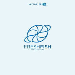 Fish Logo design vector template. Seafood restaurant shop store Logotype concept icon.