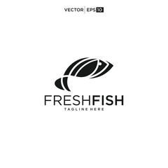 Fish Logo design vector template. Seafood restaurant shop store Logotype concept icon.