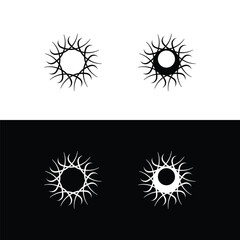 Black and white vector icon logo . Circle silhouette design
