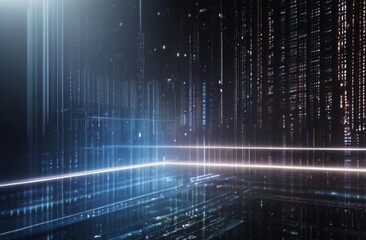  A Abstract on technological background with binary code and holographic elements from Generative AI