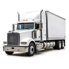 White semi truck for freight shipping isolated on a white background 