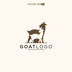 Strong goat icon line outline logo design inspiration