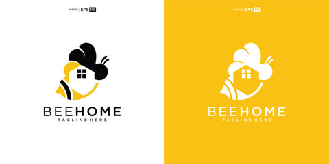 Honey Bee House logo Design vector illustration