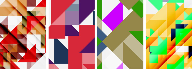 Obraz premium Set of abstract random triangle composition backgrounds. Vector illustration for for wallpaper, business card, cover, poster, banner, brochure, header, website