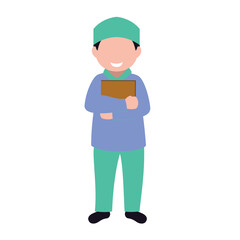 Cute isolated muslim character. chibi style character design.