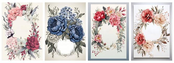 floral wedding invitation card template