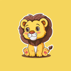 Cute baby lion sticker vector illustration
