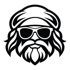 barbarian wearing sunglasses iconic logo vector illustration