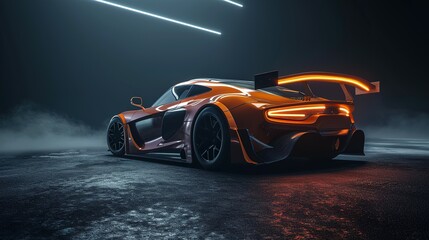 Generic and unbranded sport car on a dark background