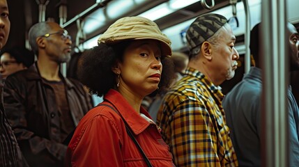 Urban Portraits: Diverse People in the Subway, Commuter Life, City Diversity, Metro Lifestyle, Public Transportation, Candid Moments, Urban Commute, City Faces, Daily Transit Scenes
