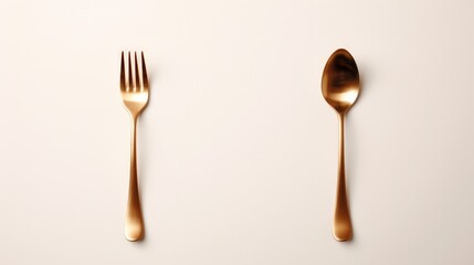 fork and spoon on isolated background copy space, generative AI - obrazy, fototapety, plakaty