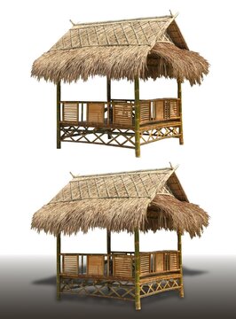bamboo  hut on isolated background