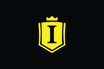 I and shield, I and crown, abstract logo mark, icon