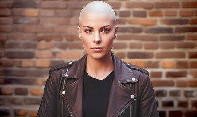 Woman with a shaved head - Powered by Adobe