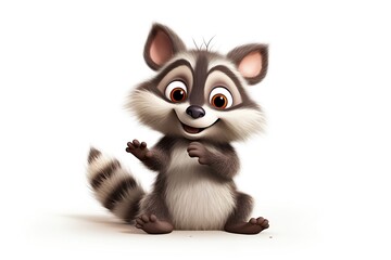3d rendered illustration of raccoon cartoon character isolated on white background