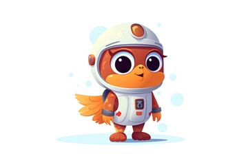 Fototapeta premium Cute cartoon astronaut in spacesuit and helmet. Vector illustration.