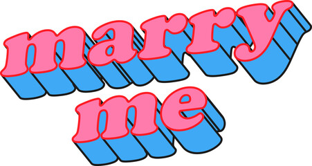 Marry me 3D Pink And Blue Vector Text Typography
